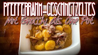 Pfefferrahmgeschnetzeltes als One Pot mit Gnocchi  Unfassbar lecker 😋onepot dutchoven winter [upl. by Llenrahs]