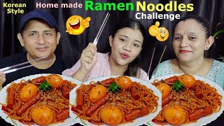 KOREAN STYLE HOMEMADE RAMEN NOODLES CHALLENGE MeroNepaliKitchen [upl. by Gannon]