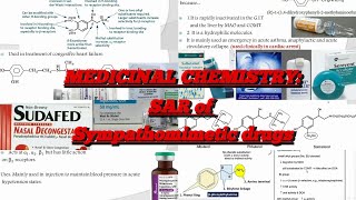 9MEDICINAL CHEMISTRY SAR of Sympathomimetic drugs Adrenergic Agonist SYMPATHETIC SYSTEM AGONIST [upl. by Dhaf]