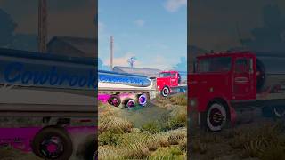 Colored Tanker Trucks vs Potholes beamngdrive beamng shorts beamngcrashes trucksvs [upl. by Kalle]