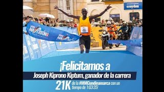 MMCundinamarca quot1era Media Maratón de Cundinamarcaquot Joseph Kiprono Kiptum ganador carrera 21K🏃‍♂️🇨🇴 [upl. by Ettenwad649]