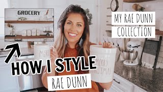 HOW I STYLE RAE DUNN POTTERY  MY RAE DUNN COLLECTION  MODERN FARMHOUSE HOME DECOR INSPO [upl. by Neitsirhc804]