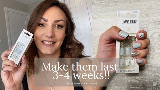 KISS Impress PressOn Nails Tutorial  How to make them last 34 weeks [upl. by Ileyan]