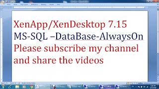 20XenDesktop715 SQL Failover clustering [upl. by Drusy]