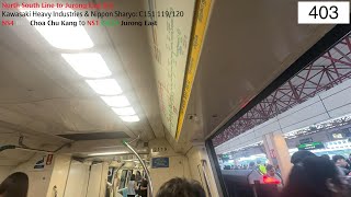 ⁴ᴷ Good option SMRT Trains NSL Train Ride CCK → Jurong East  Kawasaki C151 119120 [upl. by Enerod]