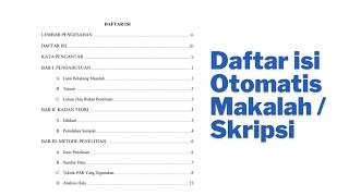 Tutorial membuat Daftar Isi Otomatis  Cara Membuat makalah bagian 4  Tutorial Makalah [upl. by Ttezzil528]