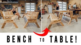 DIY Folding Bench  Turns Into a Table [upl. by Samaj]