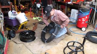 Motorcycle tire mount using the zip tie method No tools required [upl. by Verina]