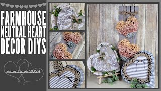 Neutral Heart Decor DIYs  Farmhouse Valentines 2024 [upl. by Olivia]