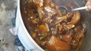 brown stew Pork with coconut sauce recipe full videos Jamaican cooking with lumberjack [upl. by Yert]