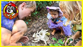 Kids Pretend 🦖 CALEB MARY amp CHARLENE DIG UP DINOSAUR BONES [upl. by Tniassuot792]