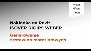 Generowanie zestawień materiałowych – REVIT Nowa nakładka od ISOVER RIGIPS WEBER [upl. by Sewole]