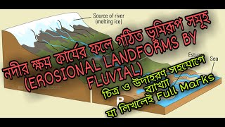 Fluvial erosional landforms The landforms of river erosional in Bengali language madhyamik নদীর [upl. by Thamora]