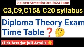 Diploma Theory Exam Time TableDiploma Exam updateDiploma Exam Dec 2023Time Table polytechnic [upl. by Oigolue512]