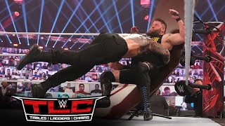 Roman Reigns splinters Kevin Owens with a Spear WWE TLC 2020 WWE Network Exclusive [upl. by Oetam840]