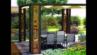 Pergola met cortenstaal en harmonica schaduwdoek [upl. by Gertrude]