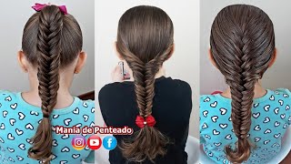 Penteado Infantil com tranças espinha de peixe passo à passo [upl. by Ahsiener194]