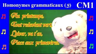 Orthographe CM1  Homonymes grammaticaux 3 Poème  Le Printemps [upl. by Kinson]