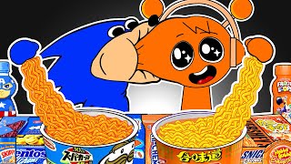 SPRUNKI Animation  ORENi VS Shin Sonic Tapes Convenience Store Blue ORANGE Food  ASMR Mukbang [upl. by Elreath]