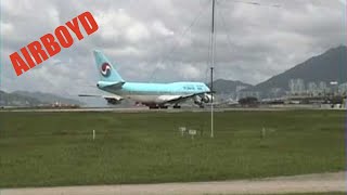 Korean Air 747 Takeoff Hong Kong Kai Tak [upl. by Elisa640]