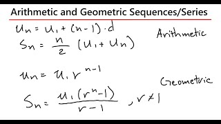 Arithmetic amp Geometric SequenceSeries  Quick Review [upl. by Giffy]