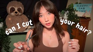 ASMR can I cut your hair 💈✨ barbershop roleplay [upl. by Skrap]