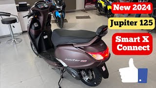 New 2024 Tvs Jupiter 125 SmartXConnect launched On Road Price Mileage Feature Review [upl. by Jacobah]