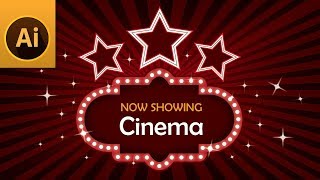 Tutorial Create a CinemaMovieTheater Billboard Sign with Lights in Illustrator [upl. by Lajes623]