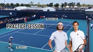 Practice Highlights Federer vs Tsitsipas [upl. by Leanahtan682]