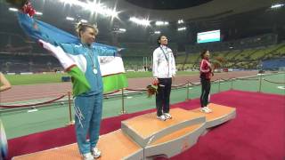 ２０１０広州アジア大会 女子１００メートル 決勝 表彰式 福島千里 [upl. by Solracesoj632]