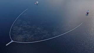 The Ocean Cleanup begins cleaning the Great Pacific Garbage Patch [upl. by Ellertnom]