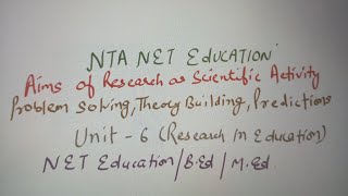 Aims of research as scientific activityproblem solving Theory building predictionsNETbedmed [upl. by Francklin]