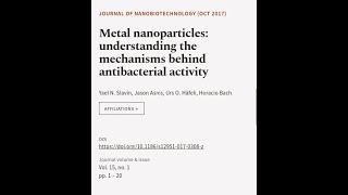 Metal nanoparticles understanding the mechanisms behind antibacterial activity  RTCLTV [upl. by Salter495]