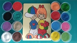 sand coloring boys and girls painting for kids [upl. by Xxam987]