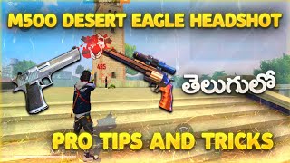 Desert egle and M500 auto headshots pro tips and tricks in free fire in Telugu [upl. by Atte713]