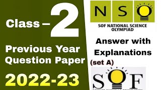 NSO Class 2 Previous Year Question Paper 202223  Class 2 NSO Olympiad solved paper  NSO Grade 2 [upl. by Gnous]