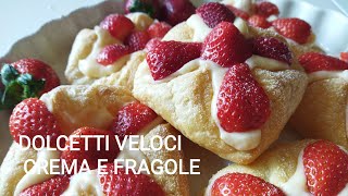 Dolcetti veloci crema e fragole ricettefacili ricettaestiva ricetteveloci crema fragole [upl. by Elaina]