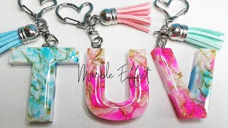 Marble Effect in Resin Letter Keychains  Design 16  RESIN CRAFTS 101 marble resinart resin101 [upl. by Aicelf25]