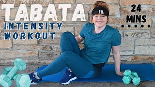 24 MIN TABATA HIIT WORKOUT  Full Body  Weighted ArmsOptional Dumbbells [upl. by Arndt]