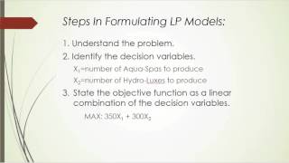 PMS32Formulate Algebraic LP Model Product Mix Example [upl. by Dagney261]