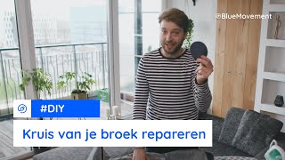 Zelf het kruis van je broek repareren  DIY  Duurzaam met BlueMovement [upl. by Otrebilif]