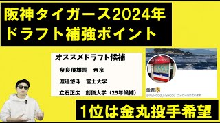 阪神タイガース2024年ドラフト補強ポイント【重曹さん】 [upl. by Lehte]