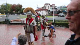 Defeated Thraex asks for mercy Roman gladiators at Cambridge Autumn Festival Sun 17 April 2016 [upl. by Hector]