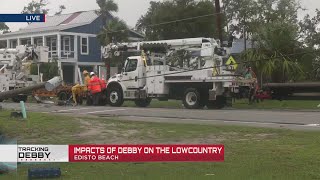 Crews working to restore utility lines after Edisto Beach tornado [upl. by Sinnelg]