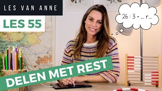 Delen met rest  Rekenen groep 5  Deelsommen [upl. by Anairad]