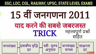 Census 2011 Gk Trick  janganana 2011 in hindi trick  janganna Gk bharat ki janganna  जनगणना 2011 [upl. by Odlawso]