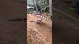 Bernard Kerr kissing his front wheel at Crankworx crash mtb crankworx kerr [upl. by Cob]