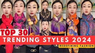 The 30 stylish ways to tie a scarf in 2024  Easy scarf styles for girls Part12 scarfwearing [upl. by Caves]