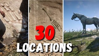 30 Locations of Dinosaur Bones Easy to Find  Red Dead Redemption 2 [upl. by Ruthanne]