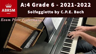 ABRSM Grade 6  Piano Exam Piece A4 20212022  quotSolfeggiettoquot by CPE Bach [upl. by Achilles]